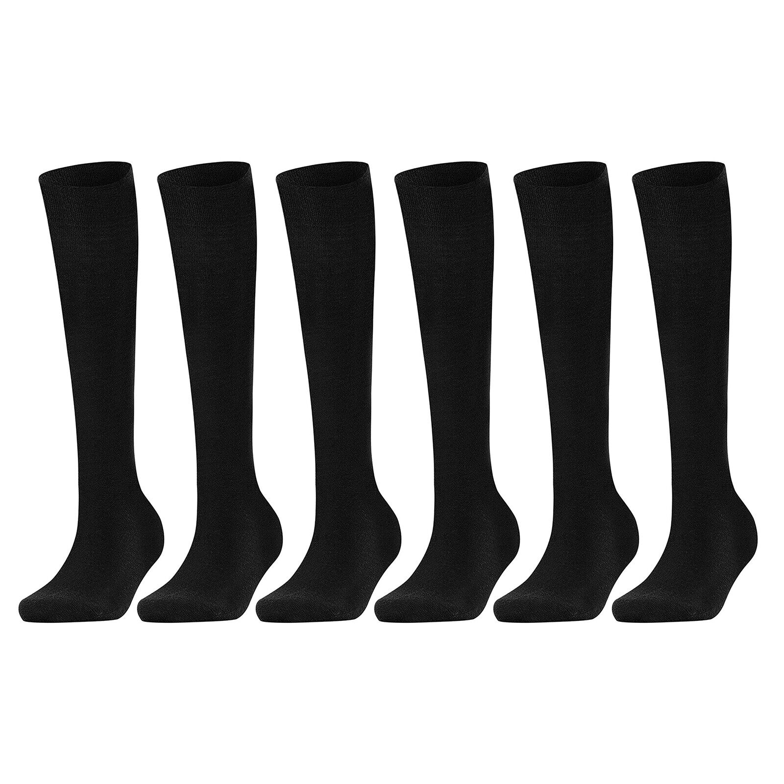 6 Pairs Knee High Socks Extra Long Cotton Smooth Thigh Grip Knitted Stockings for Girls and Women UK 4-6 Pairs SockSavy