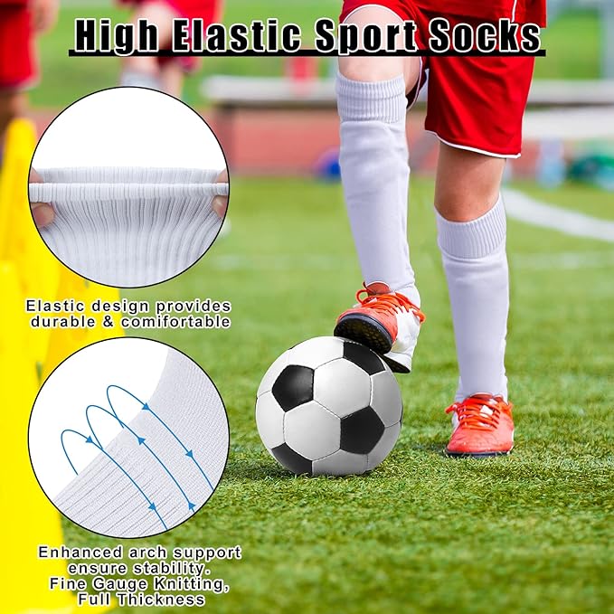 Plain Football Socks Hockey Soccer Rugby Kids Boys Men's Sports School PE