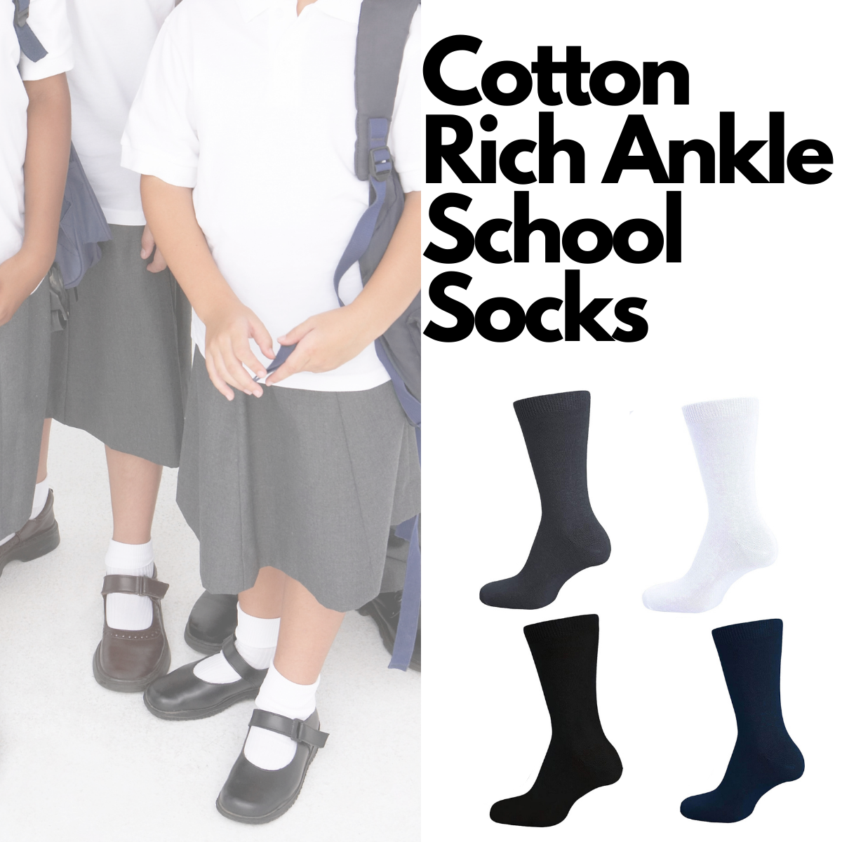 BOYS GIRLS PLAIN COTTON UNISEX KIDS BACK TO SCHOOL DAILY USE CHILDREN ANKLE SOCK