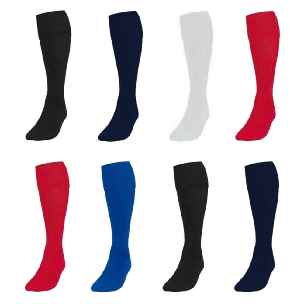 Plain Football Socks Hockey Soccer Rugby Kids Boys Men's Sports School PE