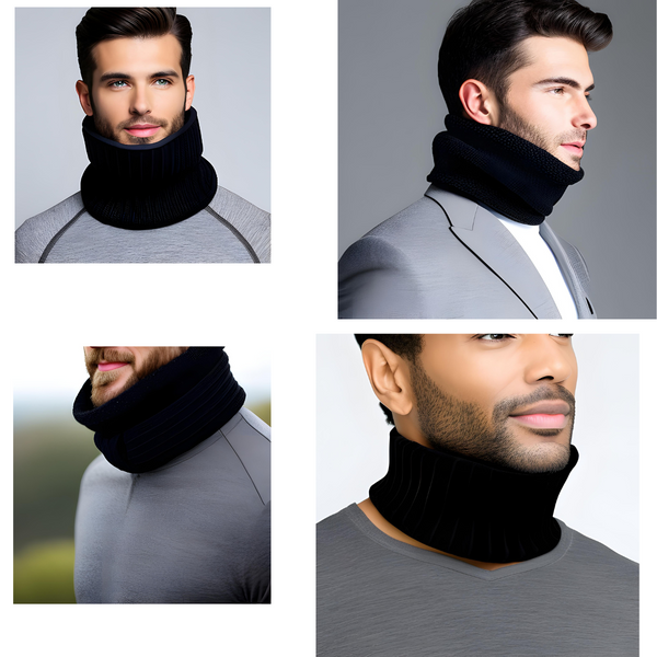 Snood Neck Warmer Scarf Winter Thick Fleece Thermal Windproof Balaclava Mask Hat Neck Gaiter Tube For Men Women Black